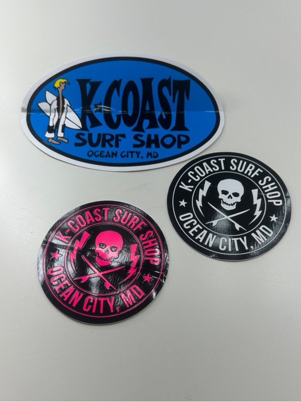K-Coast Surf Shop Sticker Set - Blue, Black & Hot Pink